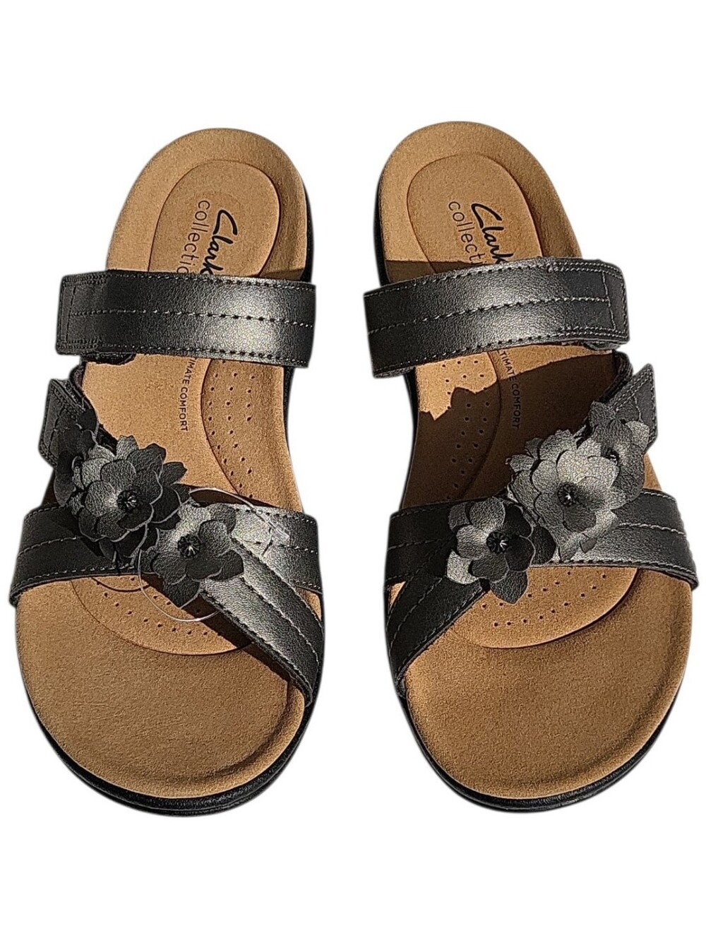 NEW Clarks Walking Sandals Laurieann Rose Pewter Silver Size 9 Ultimate Comfort